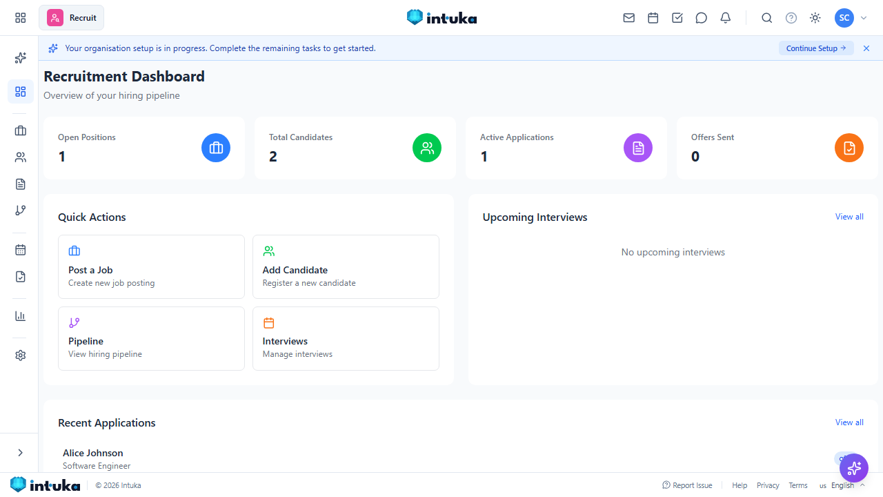 Recruit dashboard